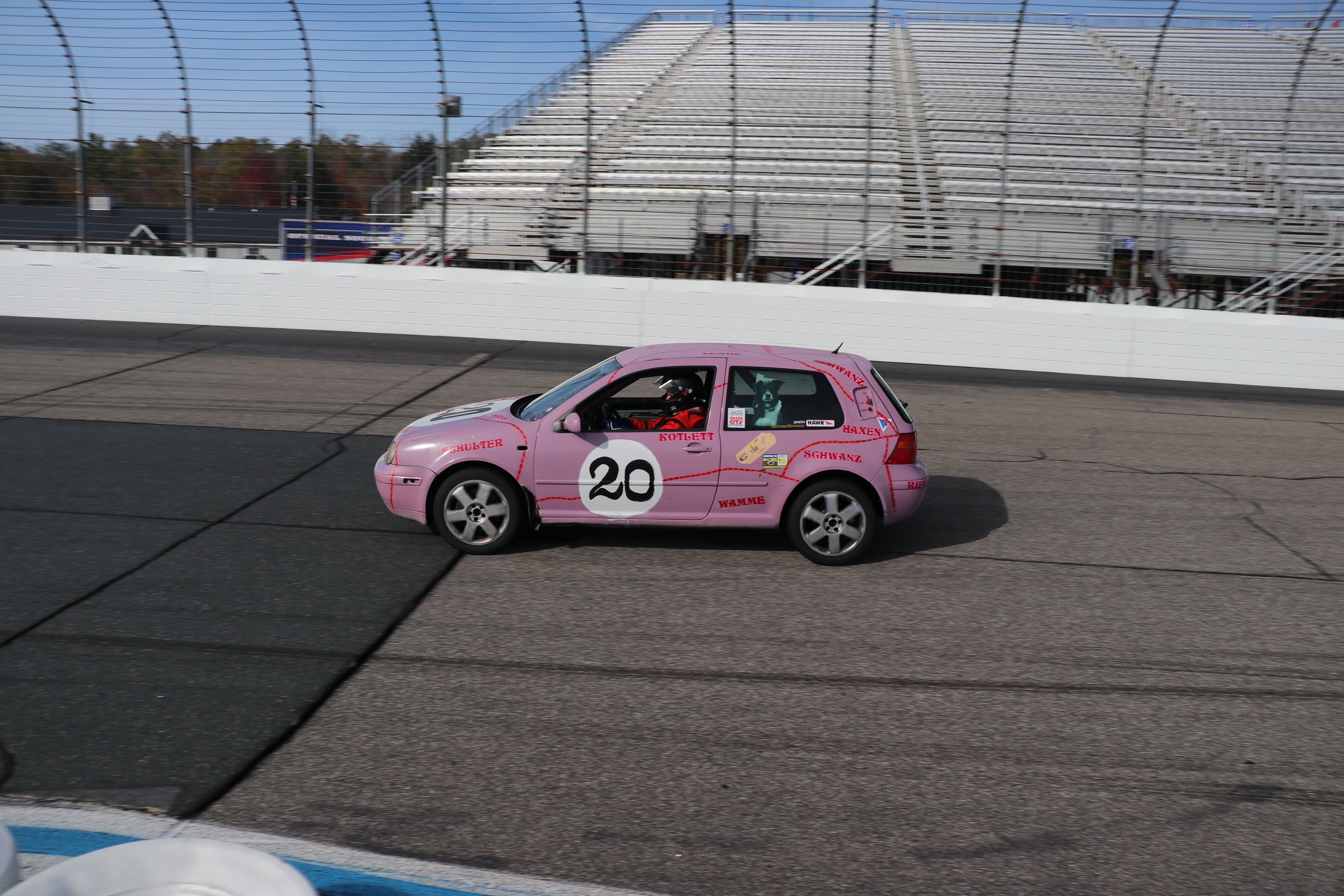 Chris driving the race car